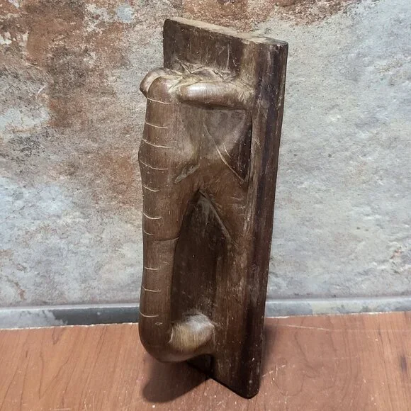 Hand Carved African Wood Door Pull Elephant Handle